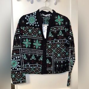 Zara embellished embroidered and mirrored ethnic style floral jacket size XS NWT